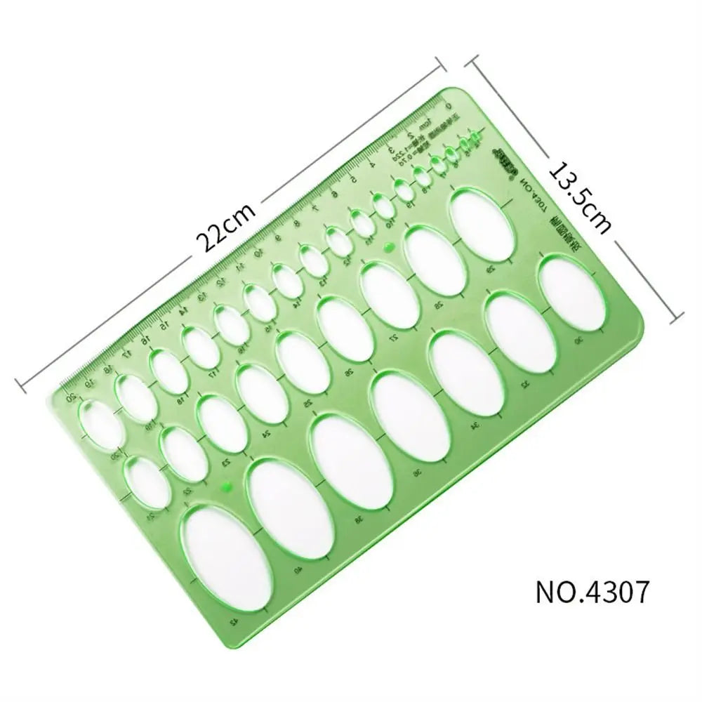 17 Styles Rulers Green Plastic Circles Geometric Template Ruler Stencil Measuring Tool Stationery Students Drawing Curve Ruler