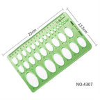 17 Styles Rulers Green Plastic Circles Geometric Template Ruler Stencil Measuring Tool Stationery Students Drawing Curve Ruler