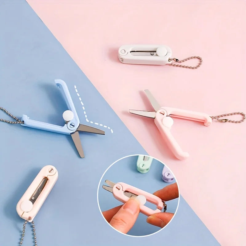 1pc Mini Portable Folding Scissors Creative In Pastel Colors Stainless Steel Paper Cutting Art Projects Office School Supplies