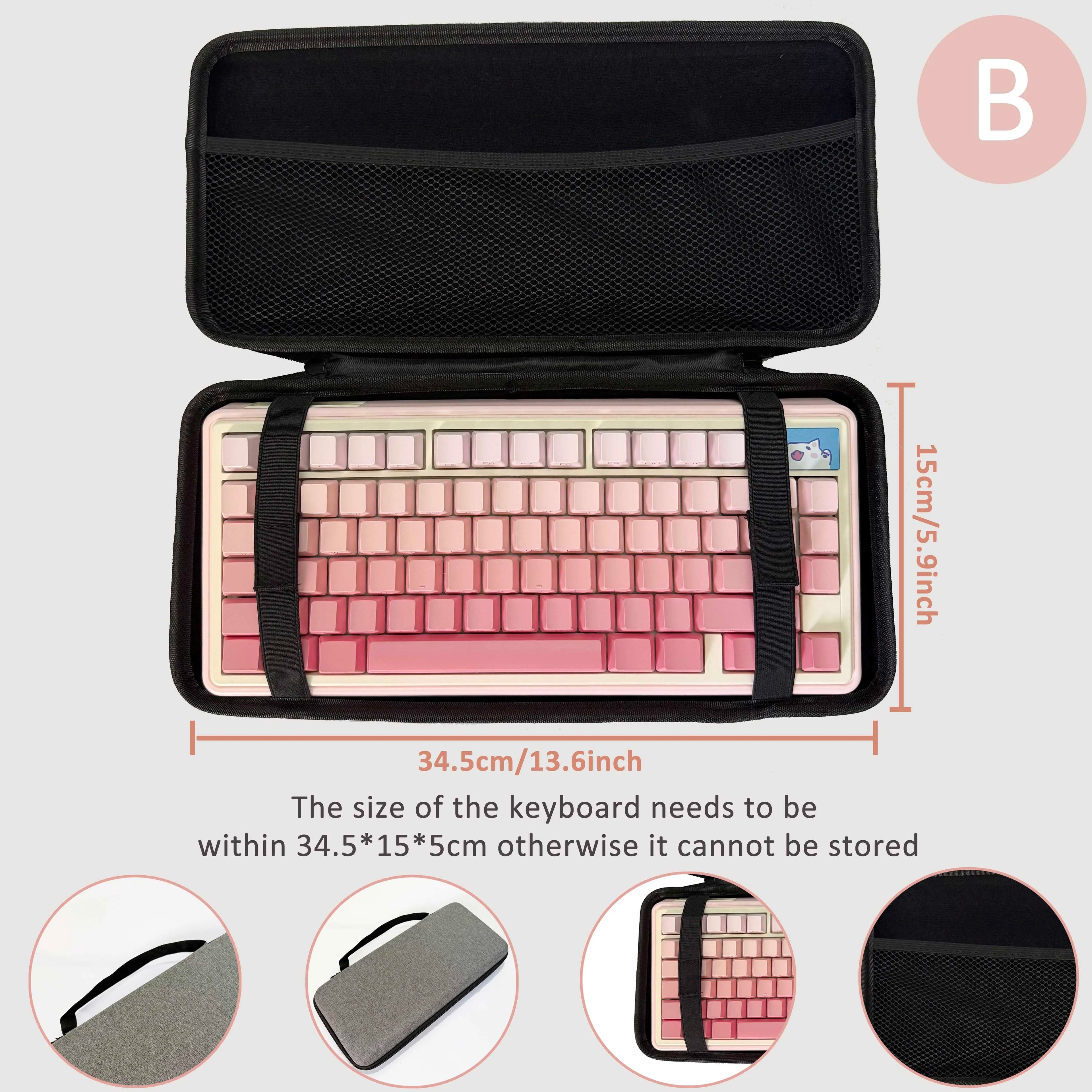 Hard Case Keyboard Storage Bag Grey Black Dustproof Protective Keyboard Box 60 75 80 95 100 Layout Mechanical Keyboard Case