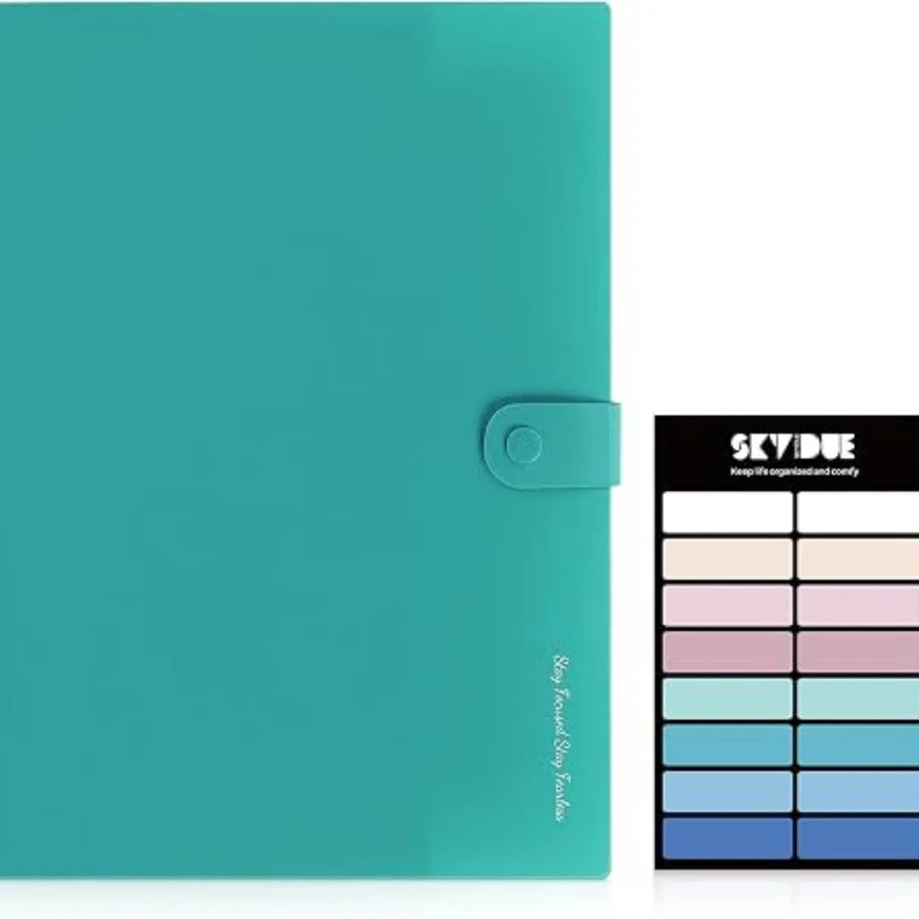 7-Pocket Expanding File Folder, Accordion Document Organizer | Professional Portable Paper Receipt Holder with Labels for Office Home Business, Letter/A4 Size Green