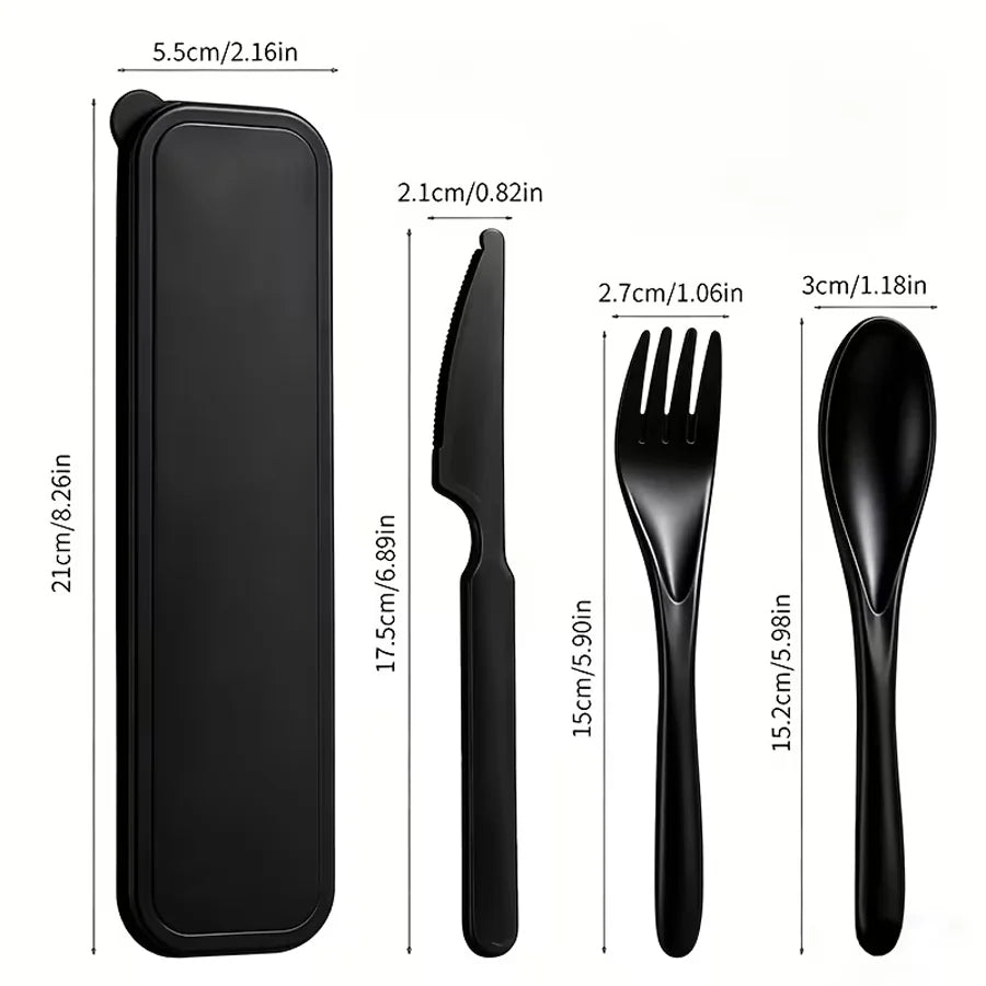 20-piece reusable plastic cutlery set, 3-in-1 camping cutlery set with storage box, includes knife, fork, spoon, and cutlery box
