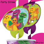 Dinosaur Barney Party Supplies Decorations Kids Birthday Disposable Tableware Tablecloth Cups Plate Party Theme Favors