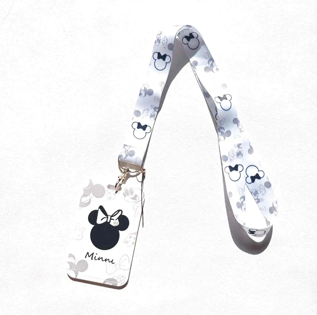 Disney Mickey and Minnie PVC Card Cover Student Campus Hanging Neck Bag Card Holder Lanyard ID Card Holders Key Chain