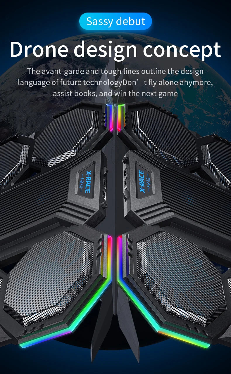 Jomaa RGB Gaming Laptop Stand Air Cooler Notebook Stand Holder with 6 fans Cooling Fan Base Suit for 12-17 inch Laptop