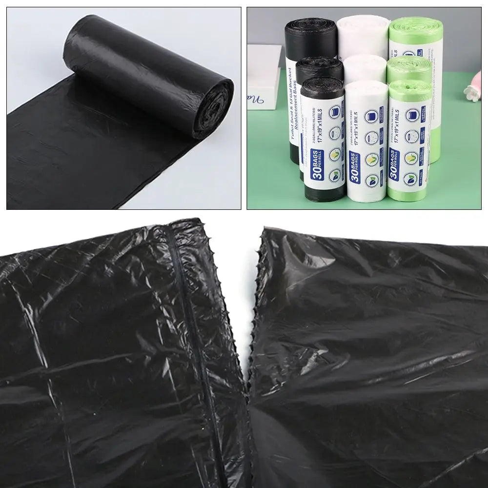 30Bags/Roll Disposable Garbage Bag Trash Can Bin Small Medium Large Rubbish Bag Black Points Off Plastic Bags Bathroom Kitchen
