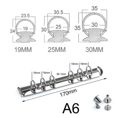 30mm A5A6A7 Notebook 6-Hole Binder Clips Binding Replacement Clip Metal Rings Accessories Loose-leaf Budget Binder Binding Rings