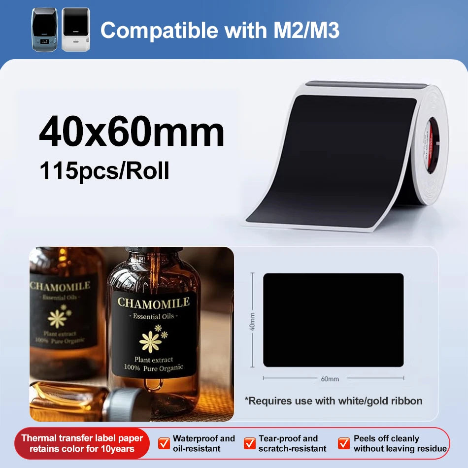 300dpi Niimbot M2 Portable Thermal Transfer Label Printer Multi-function Sticker Label Maker Machine for Clothes Tag Power Cable