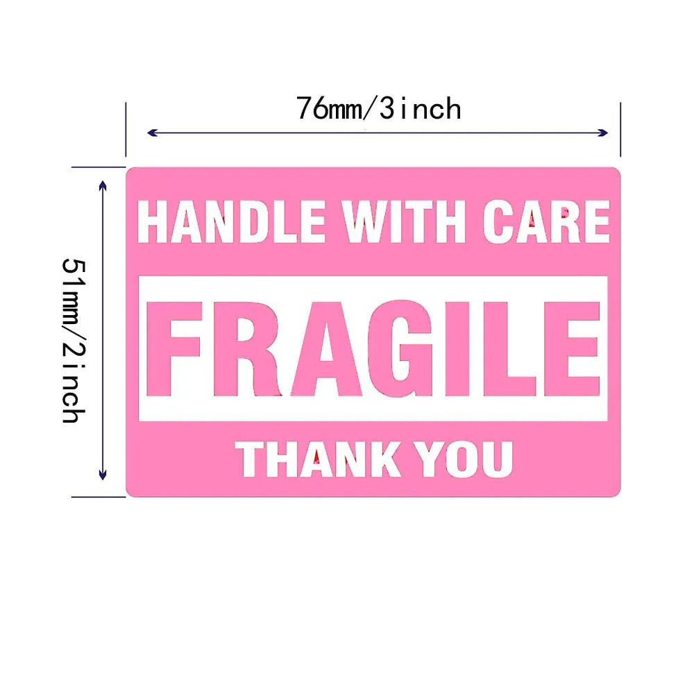60 Pcs Black Pink 2" x 3" Fragile Stickers for Shipping and Moving "Please Handle with Care " Warning Stickers Fragile Labels