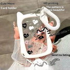 1PC Cat Ear Card Cover Transparent Student Bus Card Cover Subway Access Card ID Card Campus Card Water Card Document