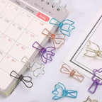 6PCs/Set Hollowed Out Design Metal Binder Clip Long Tail Office Hand Book Folder Paper Organizer Stationery Fish