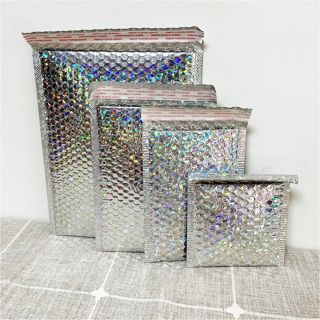 10Pcs/Lot Bubble Mailers Aluminized Bags Laser Envelope Self Seal Postal Gift Packaging Bags Book Shipping Package Colorful Bags