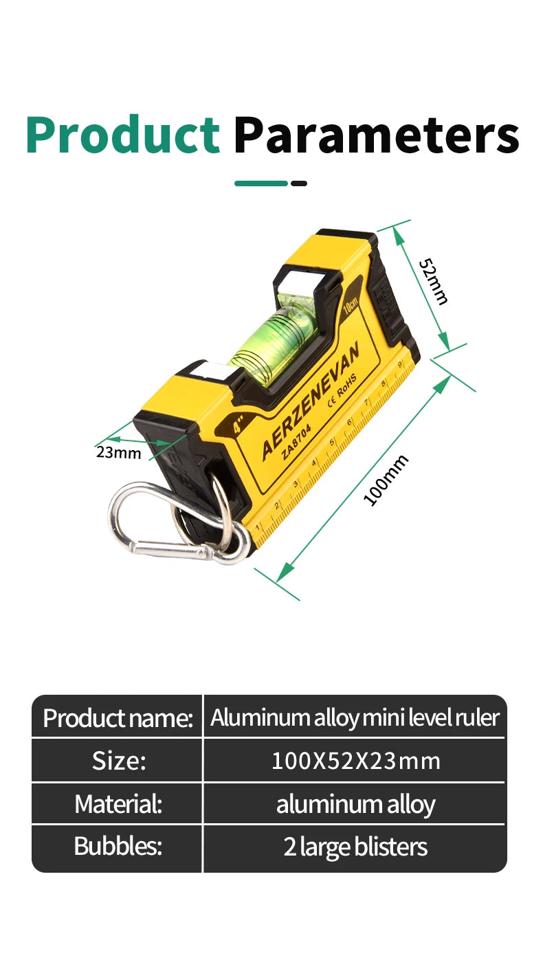 Mini Magnetic Level Gauge - High Precision Portable Horizontal & Vertical Metric Ruler Protractor for Home Use