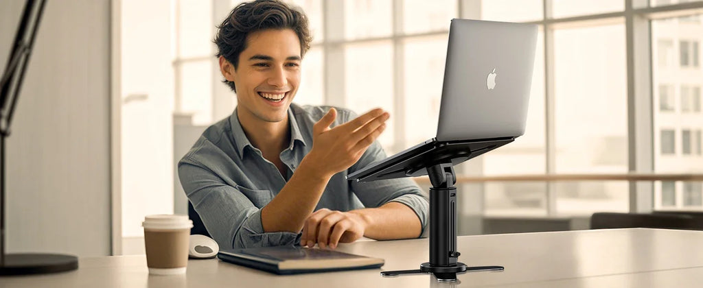 Oatsbasf Metal Desktop Laptop Holder Riser Computer Stand Height Adjustable Portable Laptop Table Stand for 11-17.3" Device