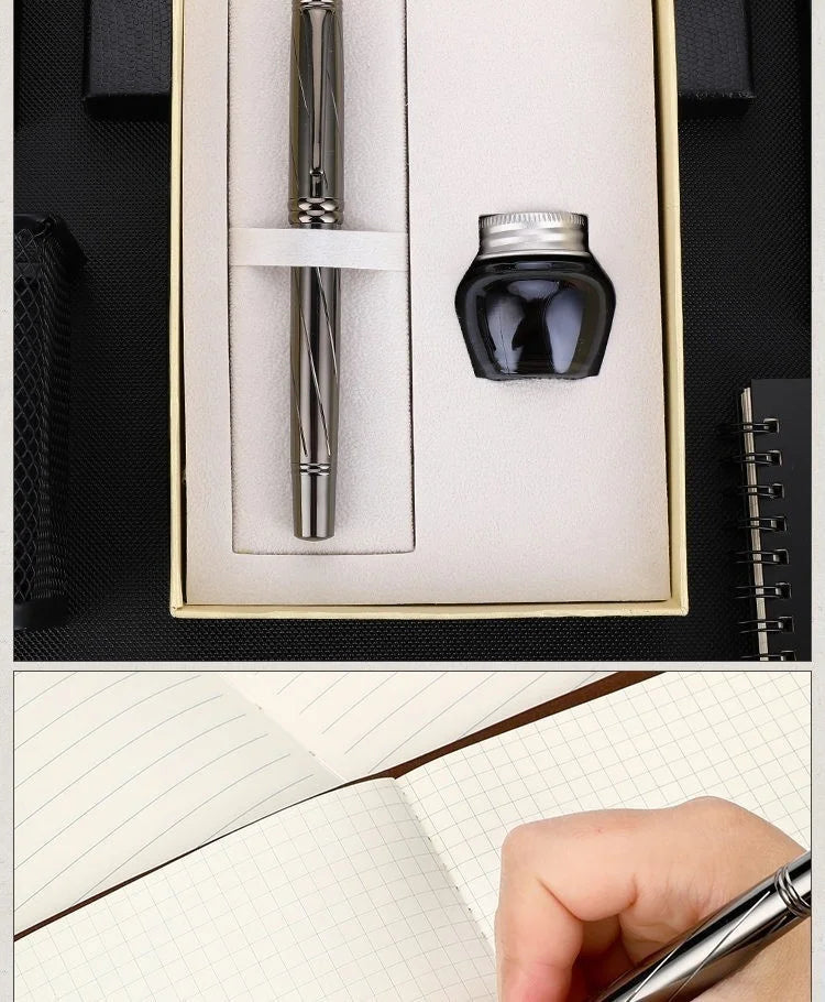1 PC High Quality Luxury Full Metal Ballpoint Pen Silver Plating Ball Pens Business Writing Signing School Office Supplies 03733