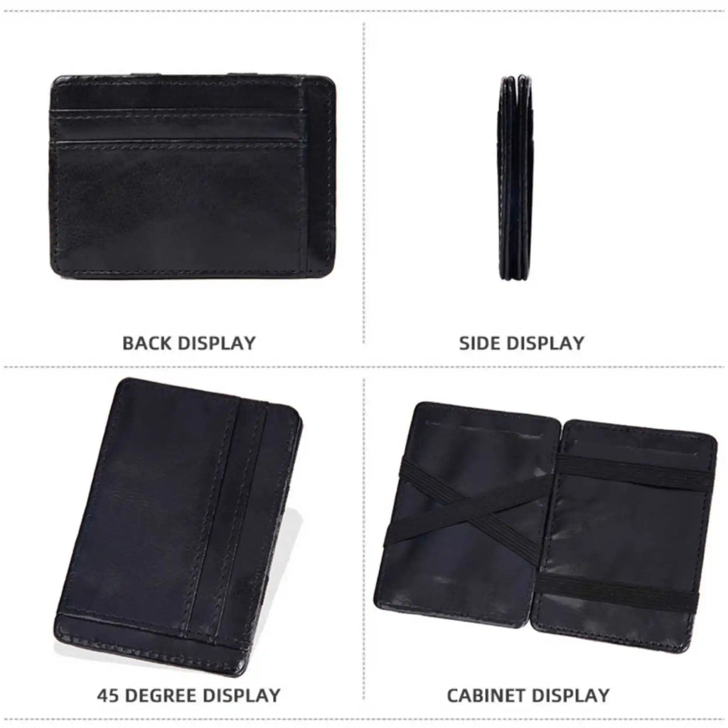 Business Thin Multi-Functional Short Bifold Card Holder Simple Elastic Nylon Belt Multi-Slot Wallet