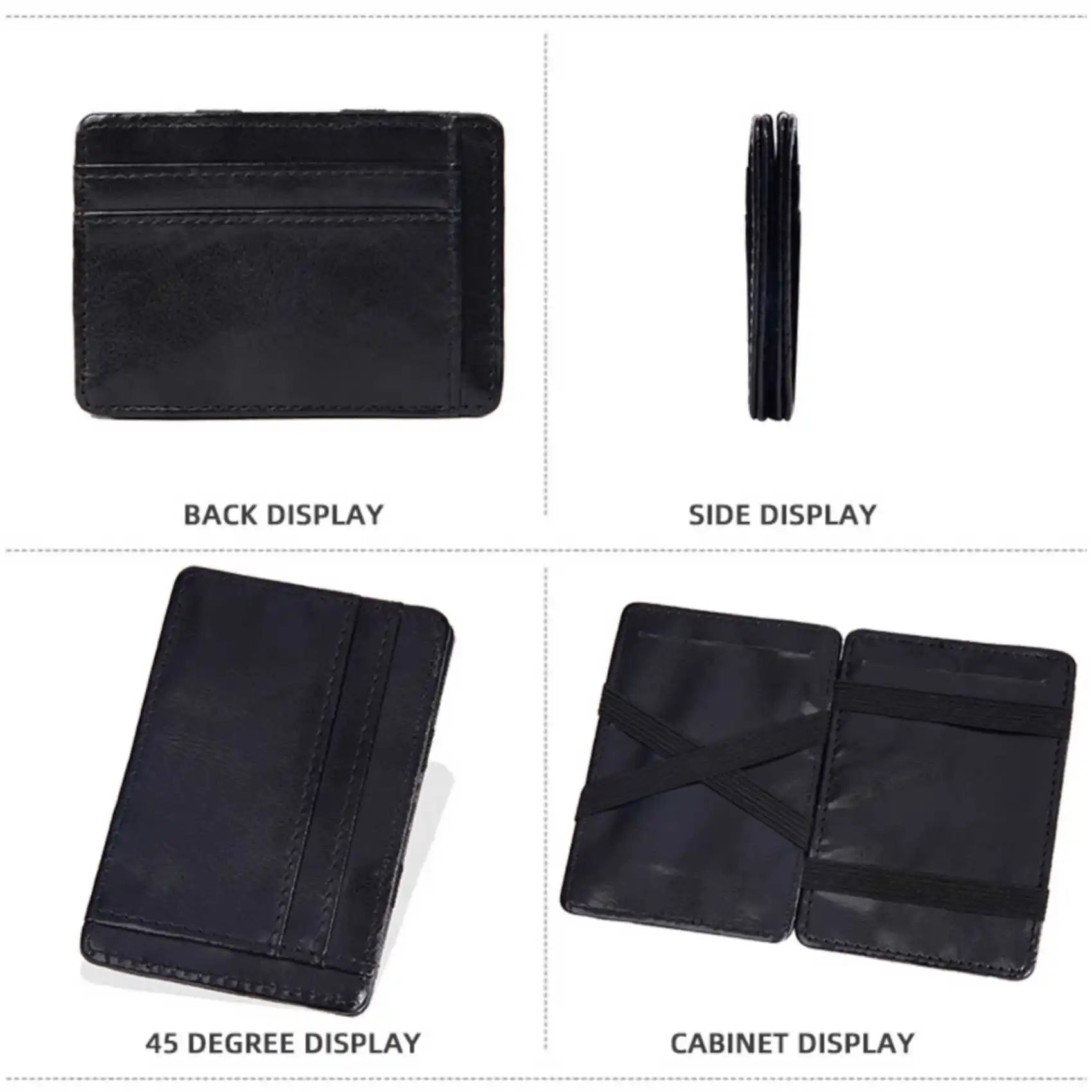Business Thin Multi-Functional Short Bifold Card Holder Simple Elastic Nylon Belt Multi-Slot Wallet