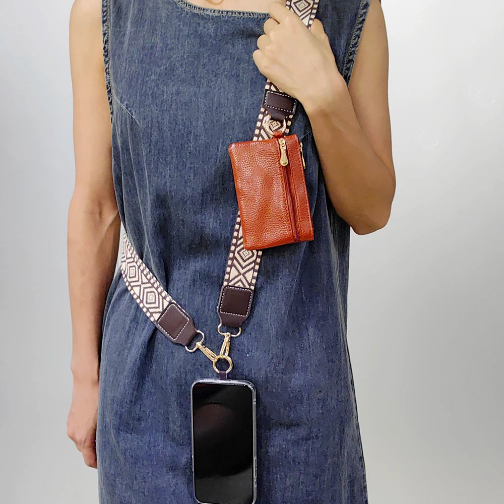 Adjustable 2-in-1 Crossbody Mobile Phone Lanyard Strap Anti-lost Cell Phone Case Rope With Universal Clip Zippered Coin Purse