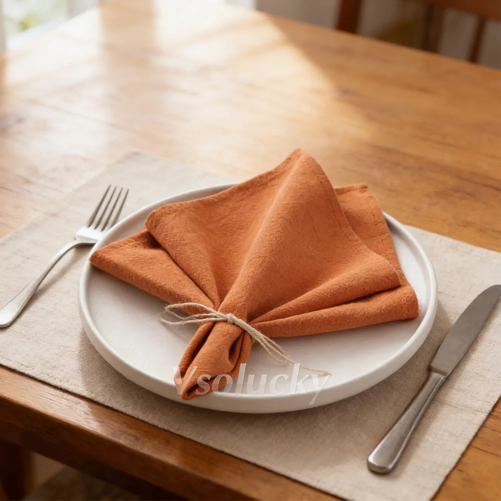 Cloth Napkin 40x40cm Washed Cotton Plain Washed Cotton Soft Rustic Table Napkin for Wedding Christmas Party Daily Family Meals