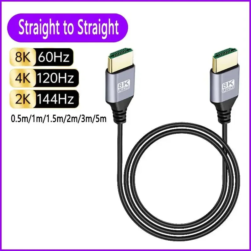 8K 90 degree HDMI-Compatible 2.1V Cable Cord 8K 60Hz 4K 120Hz 48Gbps EARC ARC HDCP Ultra High Speed HDR for Projector PS4 PS5
