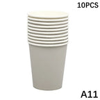 10PCS 9oz 250ml Solid Thick Paper Cup Disposable Cup Wedding Birthday Party Holiday Disposable Tableware