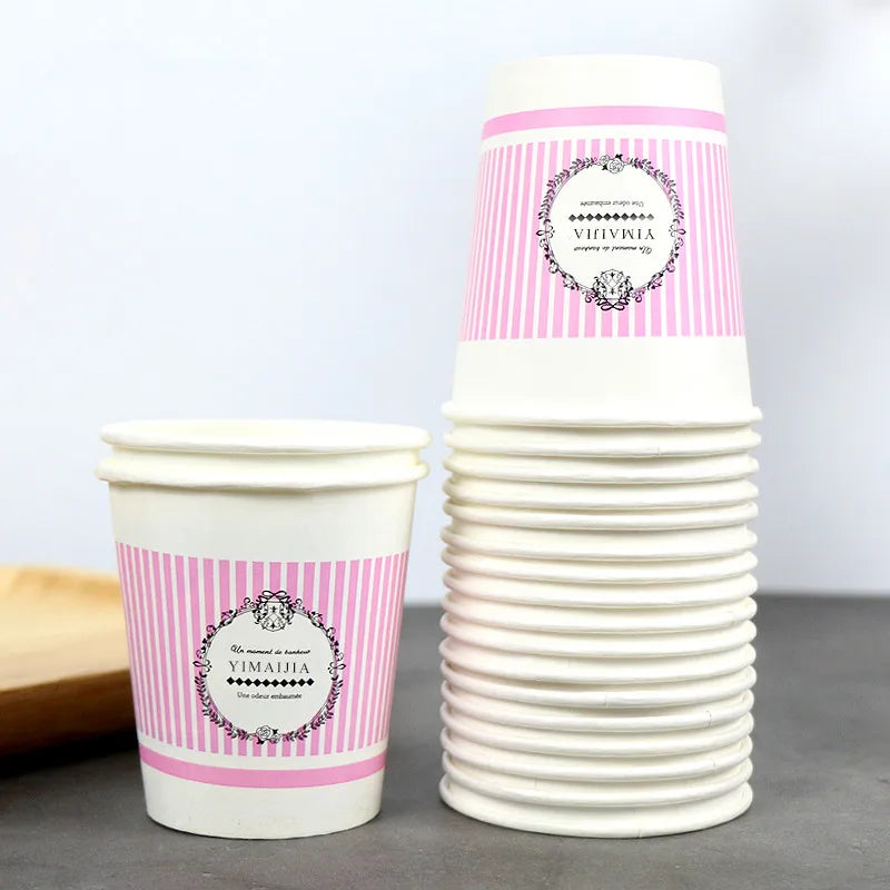 100pcs/pack 6/7oz Disposable Paper Cup Office Coffe Cup Water Drinking Cup Hot Drinking Party Supplies