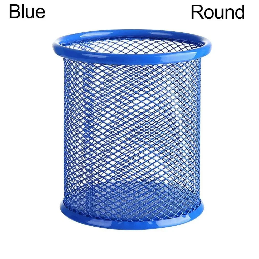 Multifunction Round/Square Mesh Pen Pot Multicolor Pen Holder Desk Tidy Stationery Organiser Pencil Storage Stationery Organiser