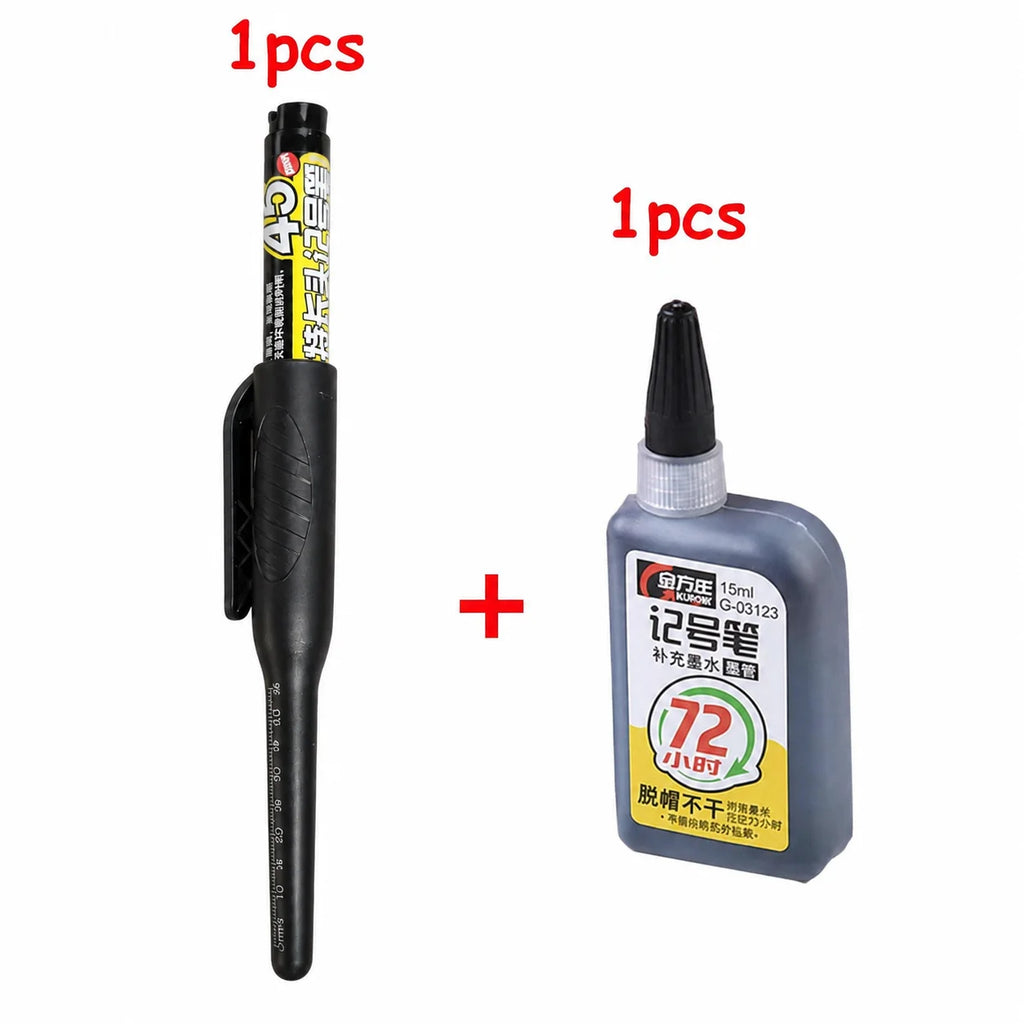 1-6Pcs 45mm Waterproof Long Head Nib Deep Hole Markers Pen Tile Carpenter Pen Multi-purpose for Woodworking Black/Blue/Red Ink