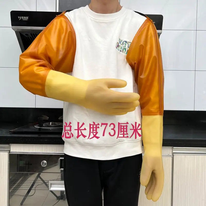 Sandblasting machine hand sleeve thickened wear-resistant rubber latex water and acid and alkali resistant gloves
