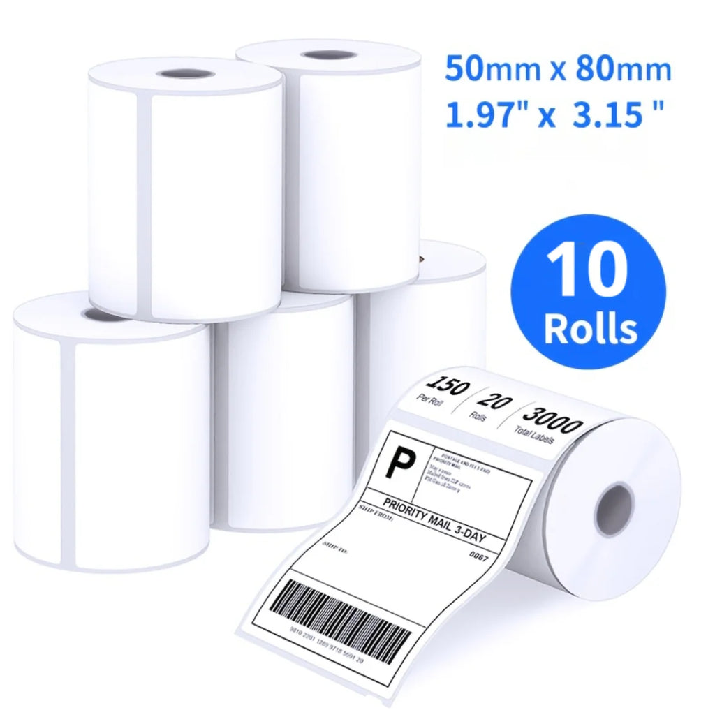 M110 M100 M220 Refill 10 Rolls 50x80mm Thermal Stickers 100Pcs/Roll Multipurpose Shipping Office School Commercial Labels