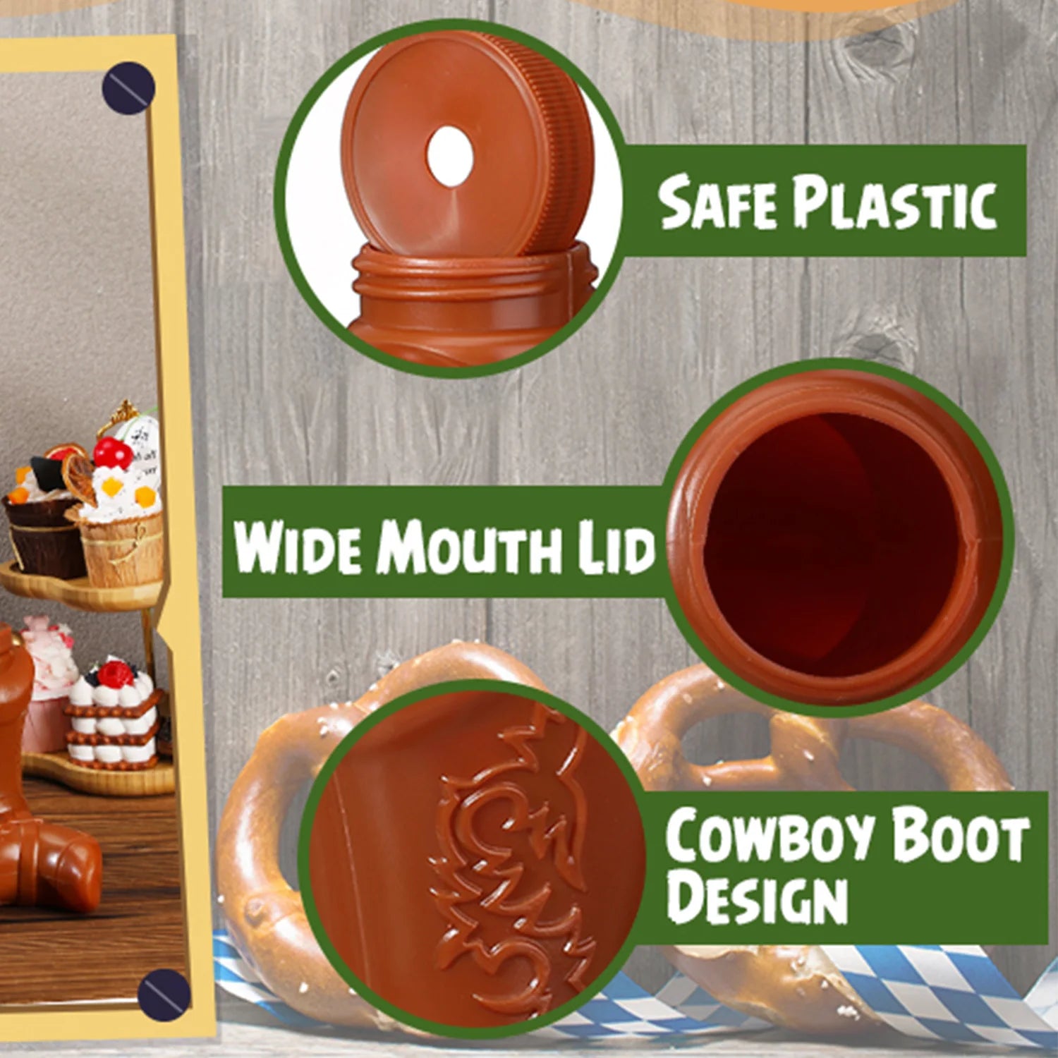 Plastic Cowboy Boot Cups with Straws and Lids Reusable Cowboy Cup for Western Themed Party Supplies Rodeo Birthday Decorations