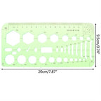 17 Styles Rulers Green Plastic Circles Geometric Template Ruler Stencil Measuring Tool Stationery Students Drawing Curve Ruler