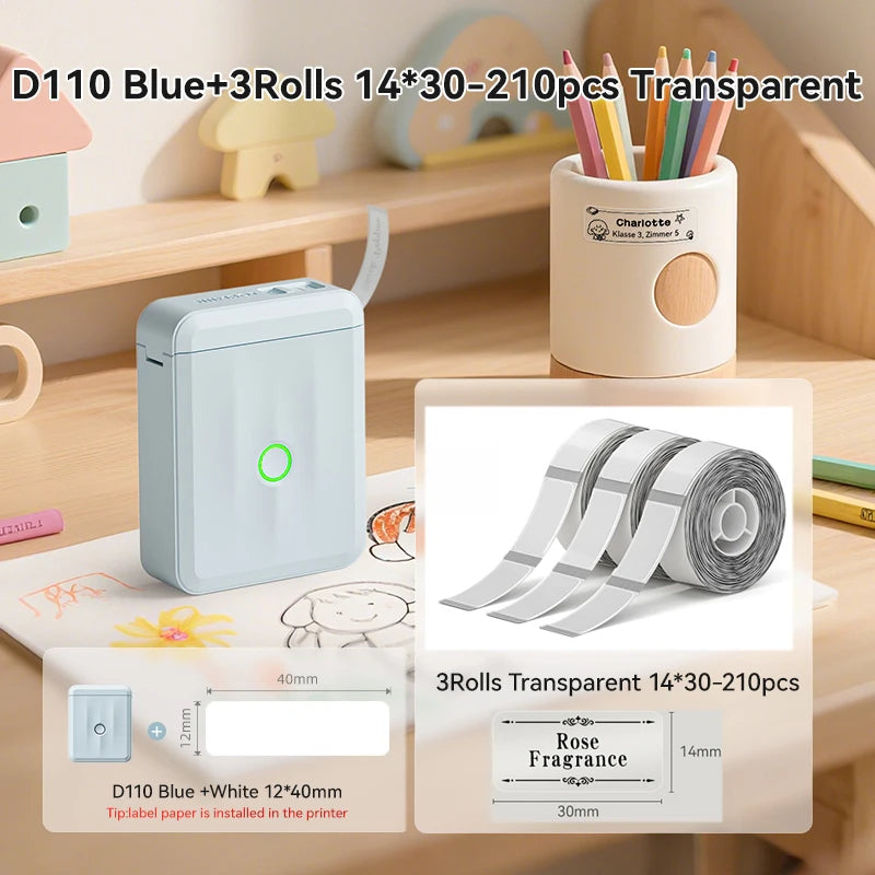 NIIMBOT D110 Upgraded Version Thermal Label Printer Mini Portable Name Tag Label Maker With Tape for Office Home Kitchen School