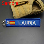 Personalized Keychain Customize Text Tag Double Sided Military Flag Embroidery for Motorcycles Cars ATV Scooters