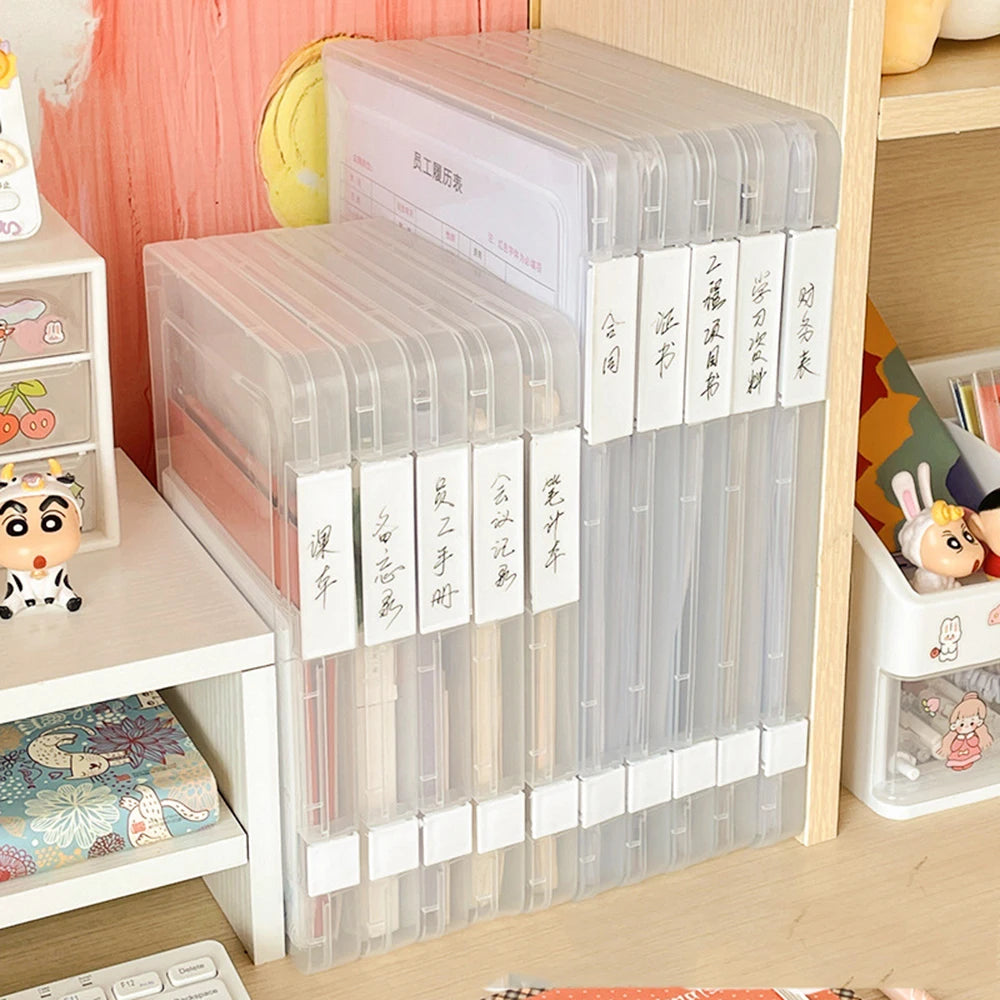 A4 File Storage Box Transparent Double Card Buckle Plastic Organizer Waterproof Dustproof For Graduation Certificates Documents