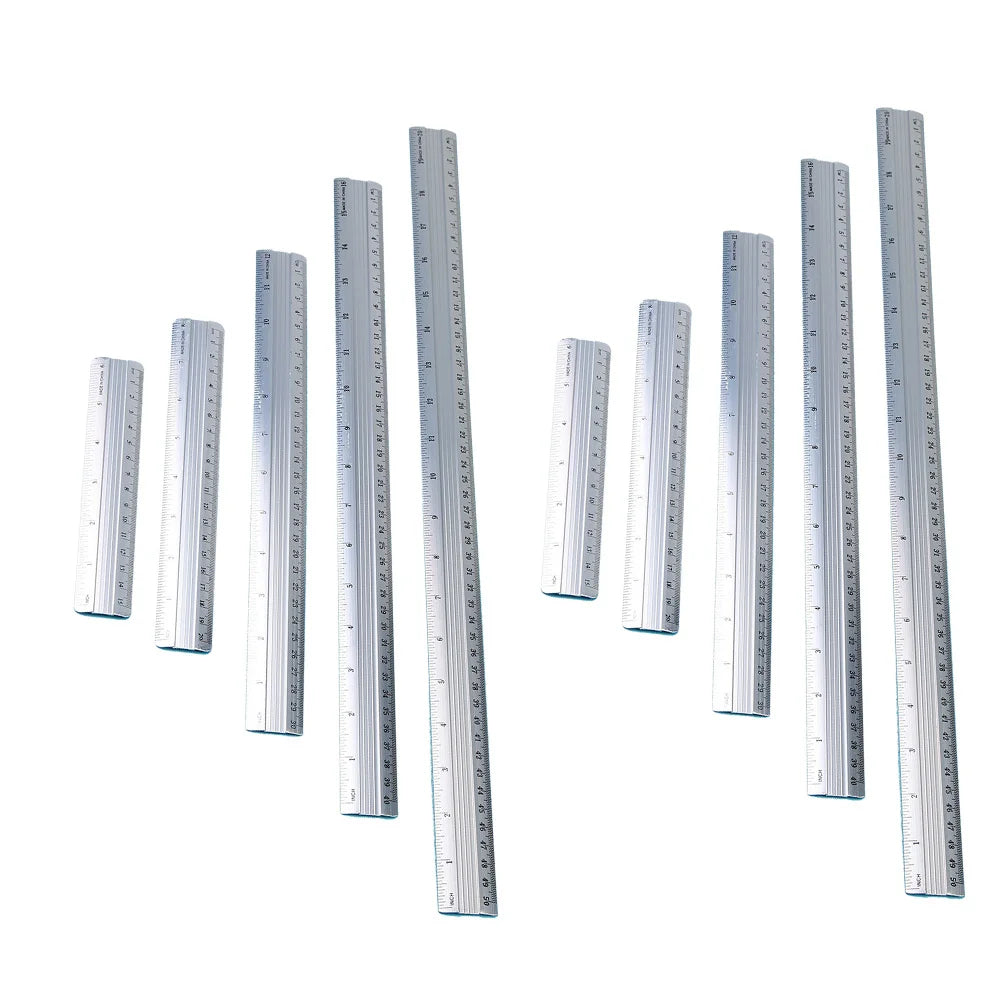10pcs Straight Aluminum Ruler 15Mm 20Mm 30Mm 40Mm 50Mm Multi-Color Metal Ruler Set For Students Stationery Geometry Tools