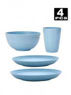 4/16/32pcs Reusable, Plastic Cutlery Set, Dinner Plate/Dessert Plate/Cereal Bowl/Cup, for Home, Birthday Party