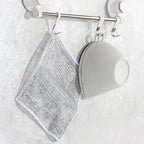 Thickened Steel Wire Cleaning Cloth Non-Scratch Double-layer Iron Microfiber Mesh Dishrag Washing Pot Rags Kitchen Towel