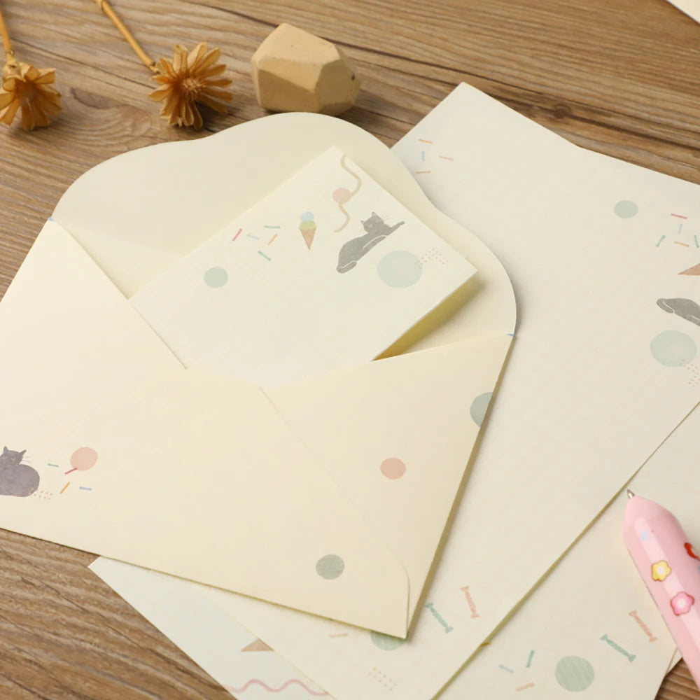 Creative and Beautiful Japanese Graffiti Letter Wholesale Exquisite Cute Cat Set Small Envelope