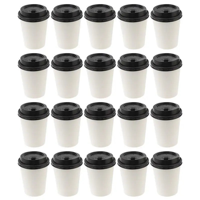 50pcs Disposable Coffee Cups Insulation Takeaway Double-Layer Paper Cup Disposable Takeaway Double Layer Coffee Cup with Lid