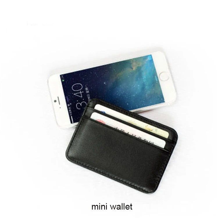 Genuine Leather Card Holder Slim Business Card ID Holder Credit Card Case Thin Small Wallet for Men Cardholder Sticker Black