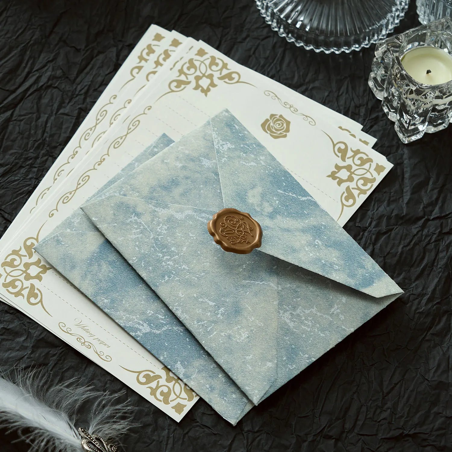 5pcs Gilded Shadow Envelope Channel Style Texture Envelope  For Handwritten Love Letter Birthday Greeting Card Invitation