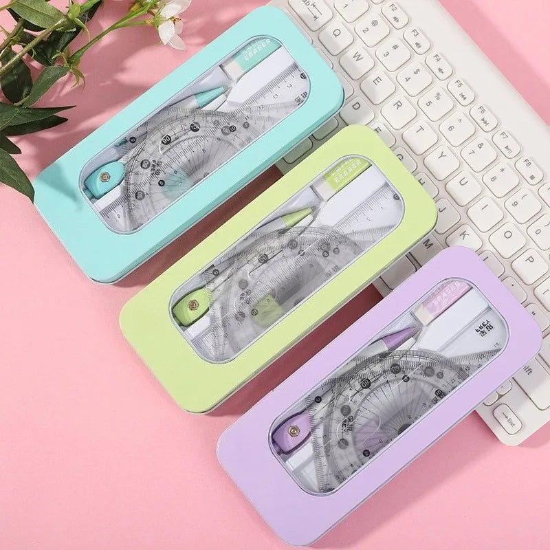 7-Piece Compass Protractor and Ruler Set Student Ruler Set Ruler Set  Professional Student Drafting Kit Engineering Drawing