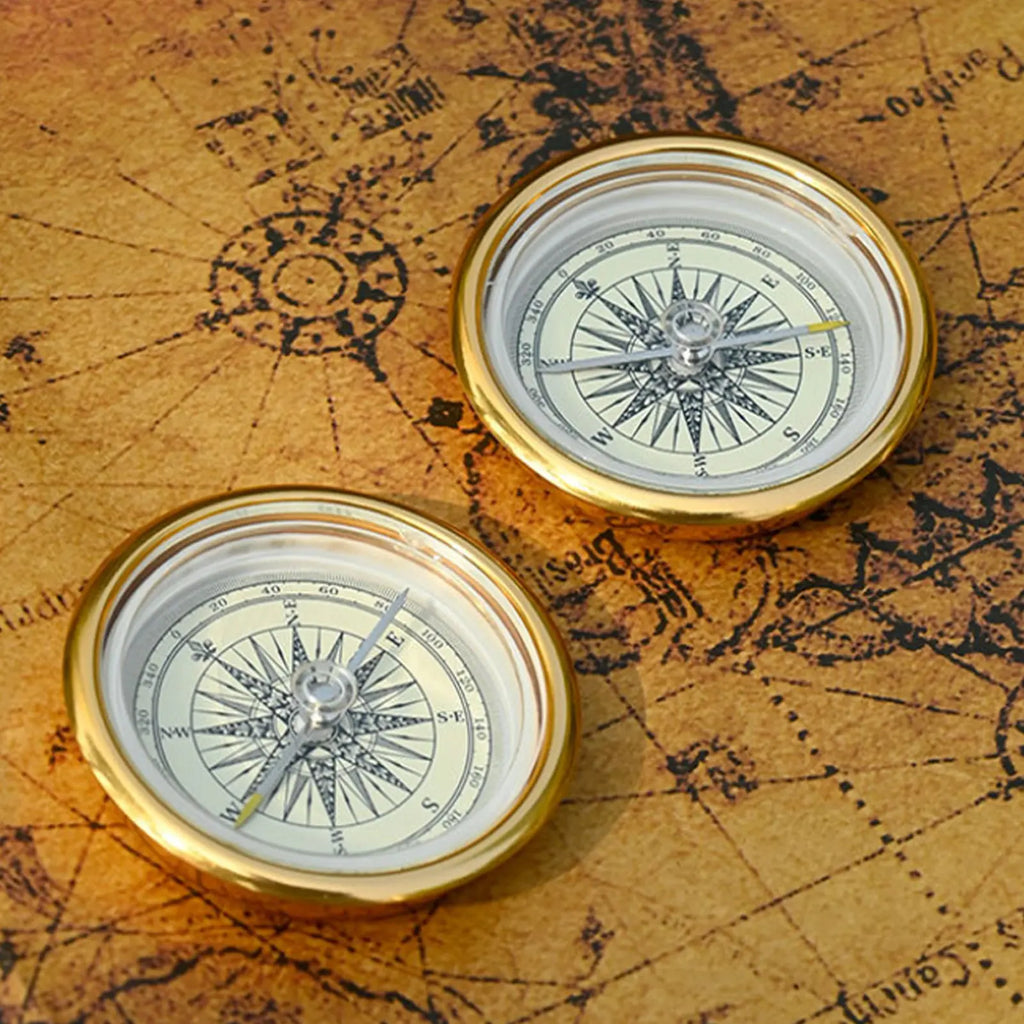 Compasses For Outdoor Adventure Retro Gold Glossy Design Hiking Camping Essential Tool With Metal Glass