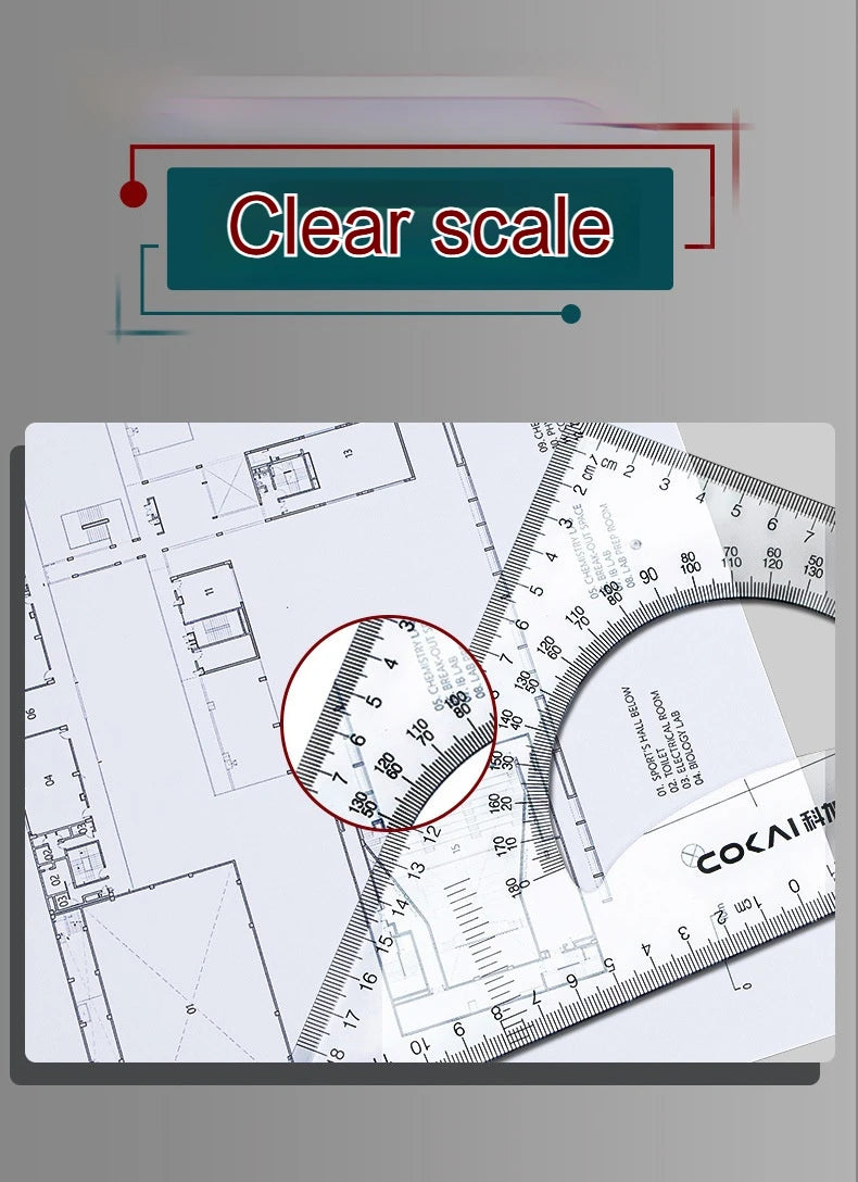 2Pcs/Set Multifunctional Triangle Ruler 30/45 Degree Measurement Angle Isosceles Triangle Ruler Geometry Students Drafting Tool