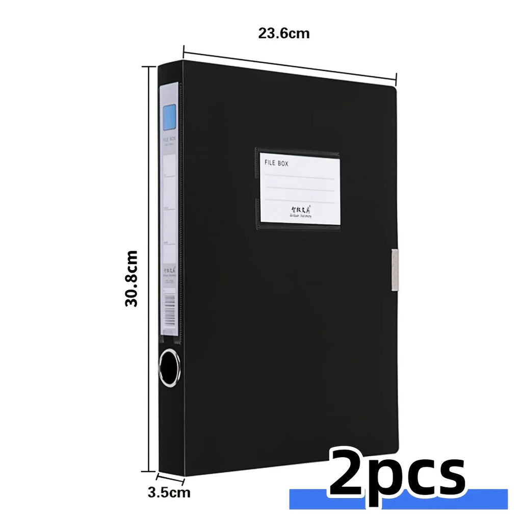 2pcs A4 Colorful File Boxes, Foldable Folder Organizers, Large Capacity for Financial Vouchers with Side Labels, Office Supplies