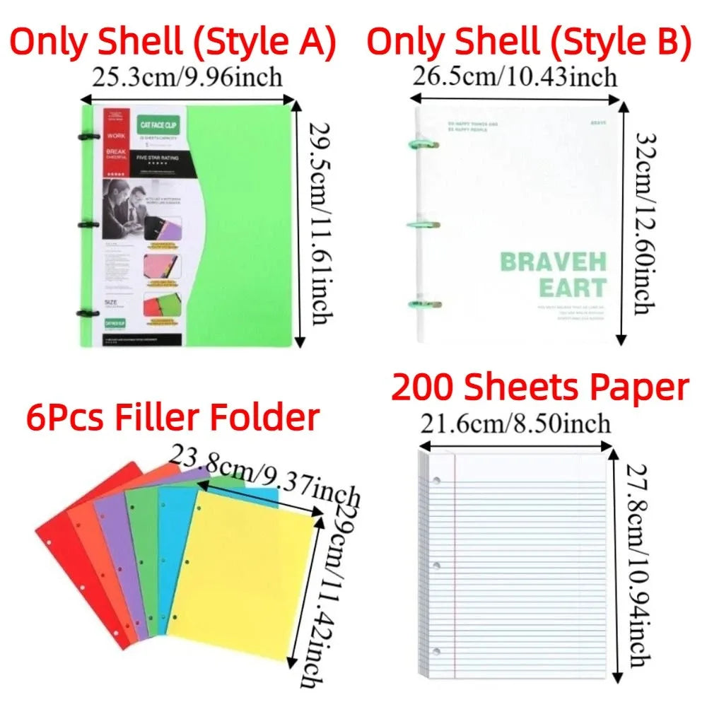 3 Ring Loose-leaf File Folder Thickened Waterproof Notebook Binder Dustproof Portable Loose Leaf Document Folder
