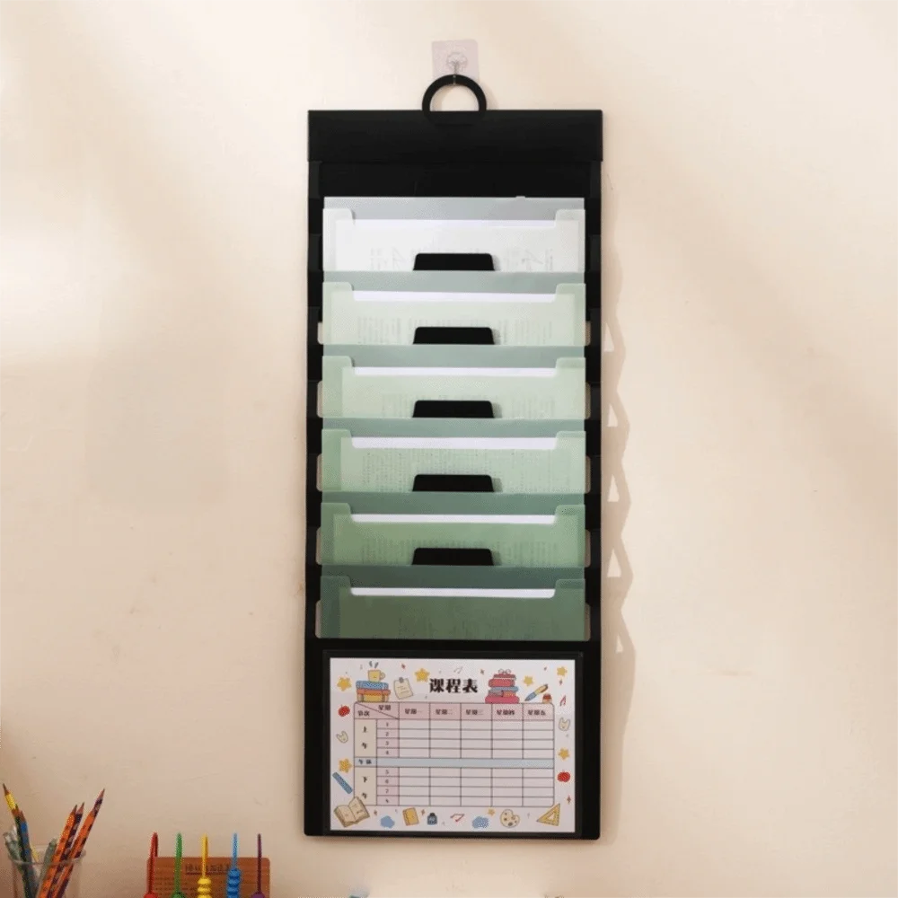 6 Pockets Hanging File Folders Wall Mounted Large Capacity Expandable Accordian Pockets Multi-color File Organizer Magazine