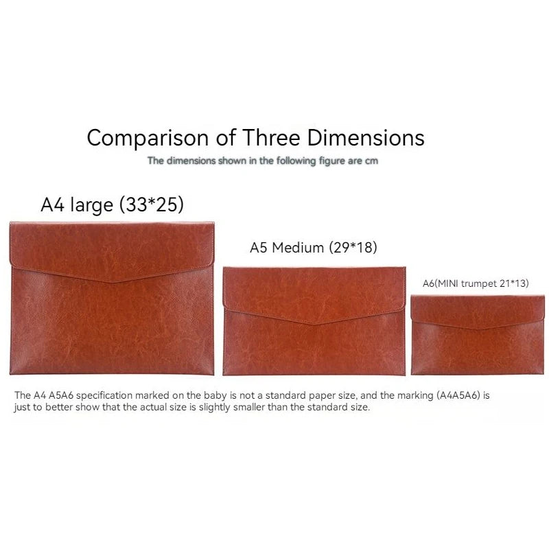A6 A5 A4 Leather File Folder Data Package Document Bag Fashion Briefcase Data Contract Bill File Bag School Office Supplies