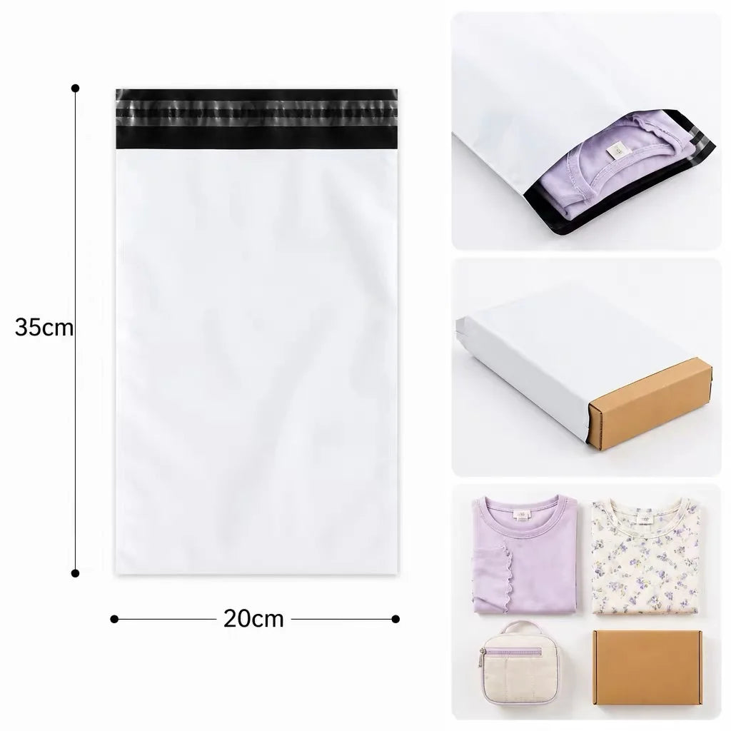50Pcs White Courier Mailer Bags Packaging Poly Package Plastic Self-Adhesive Mailing Express Bag Envelope Postal Pouch Mailing